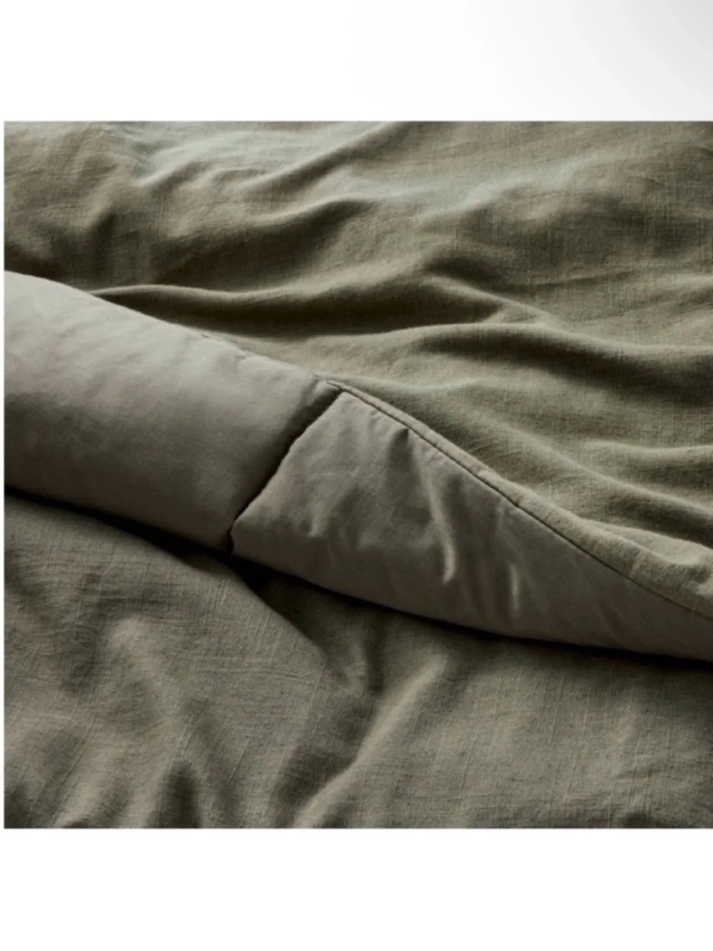 NWT King/ California King Heavyweight Linen Blend Comforter and Sham Set Olive